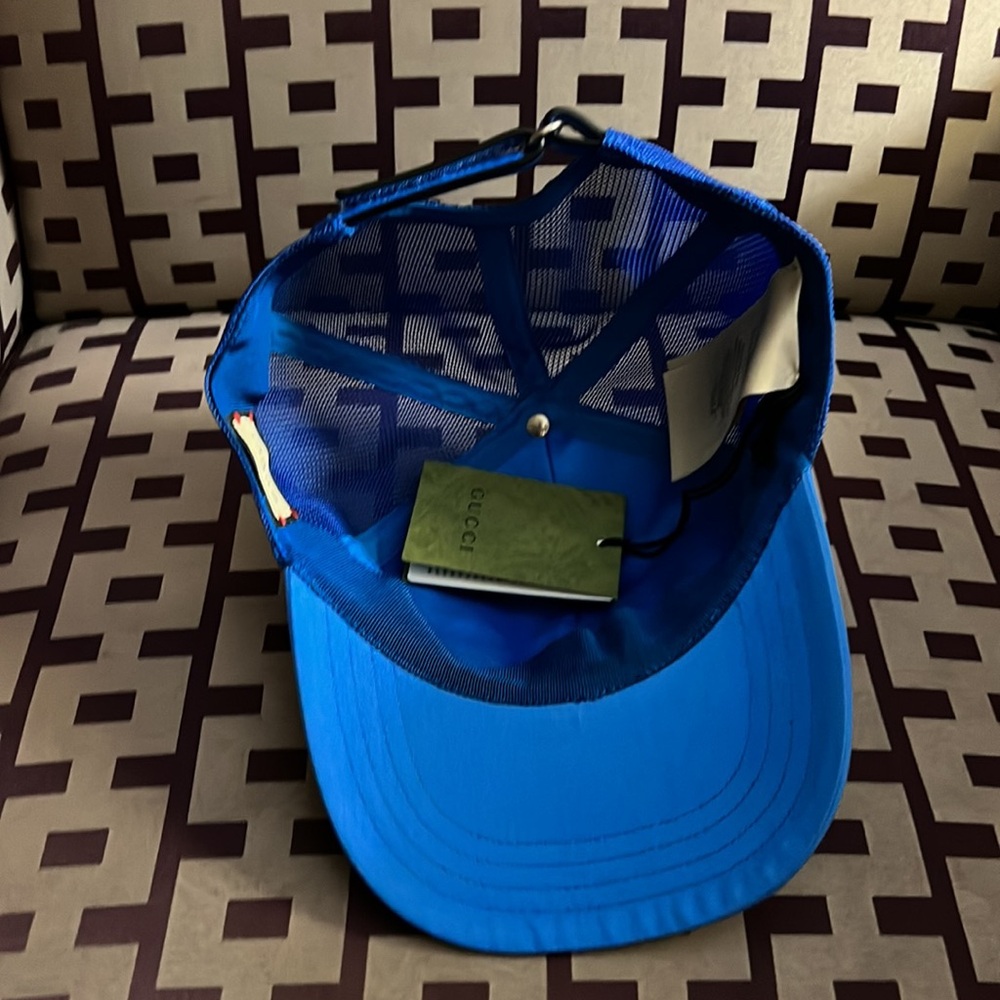 Gucci unisex GG embossed logo monogram baseball cap with leather trim NEW - Picture 7 of 8